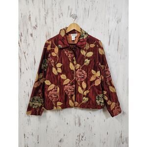 Vtg Coldwater Creek Floral Jacket Womens Small Brocade Tapestry Blazer Roses